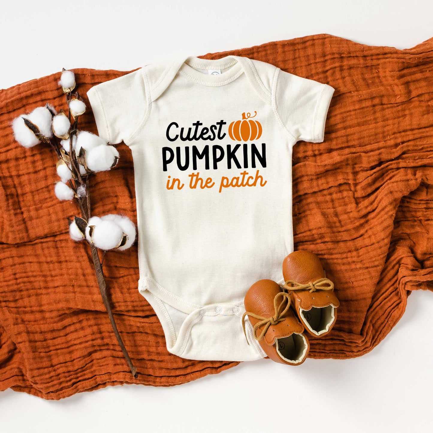 Cutest Pumpkin In The Patch Colorful | Baby Graphic Short Sleeve Bodysuit