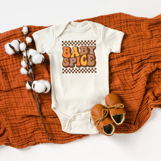 Baby Spice Checkered | Baby Graphic Short Sleeve Bodysuit