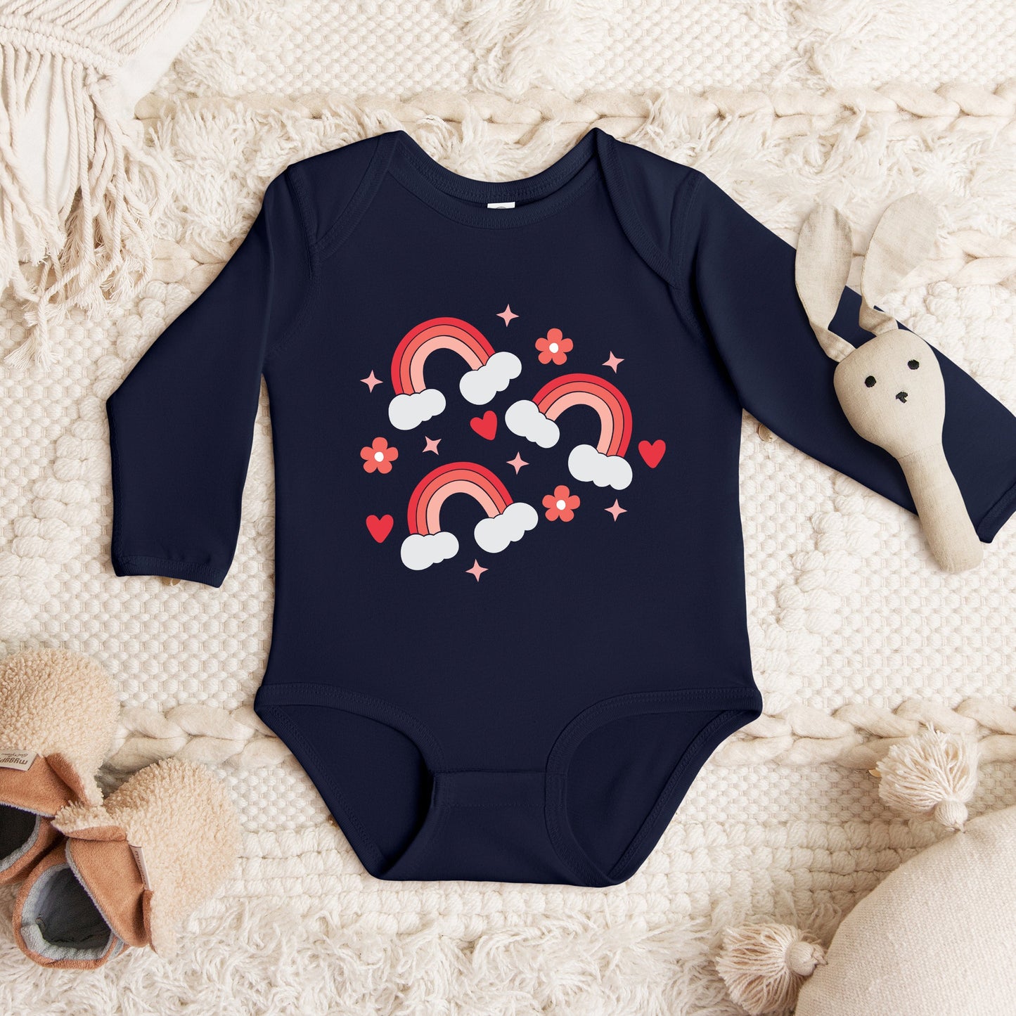 Valentine Rainbow | Baby Graphic Long Sleeve Bodysuit