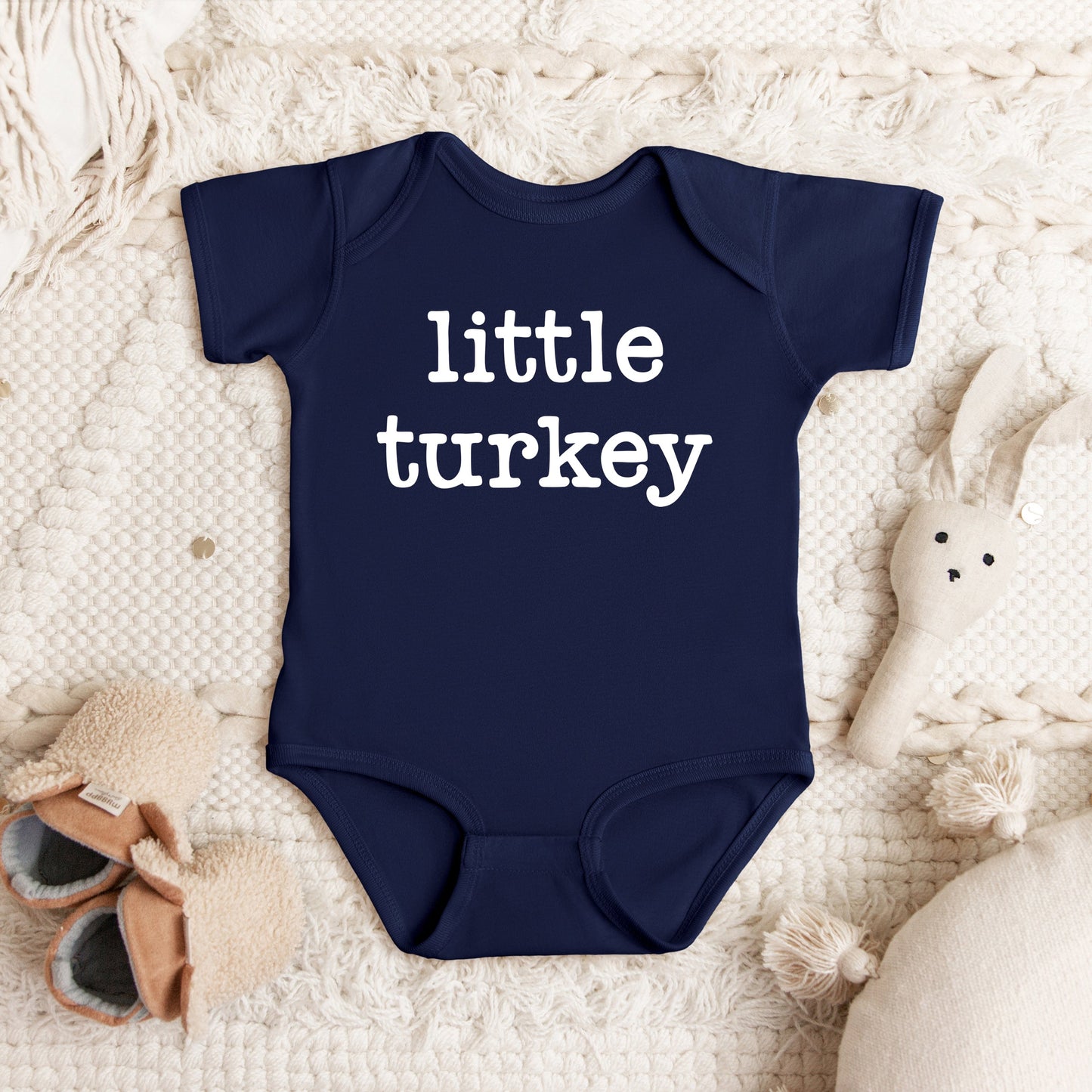 Little Turkey Typewriter | Baby Graphic Short Sleeve Bodysuit