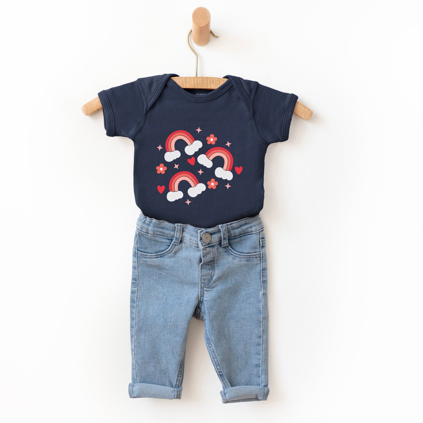 Valentine Rainbow | Baby Graphic Short Sleeve Bodysuit