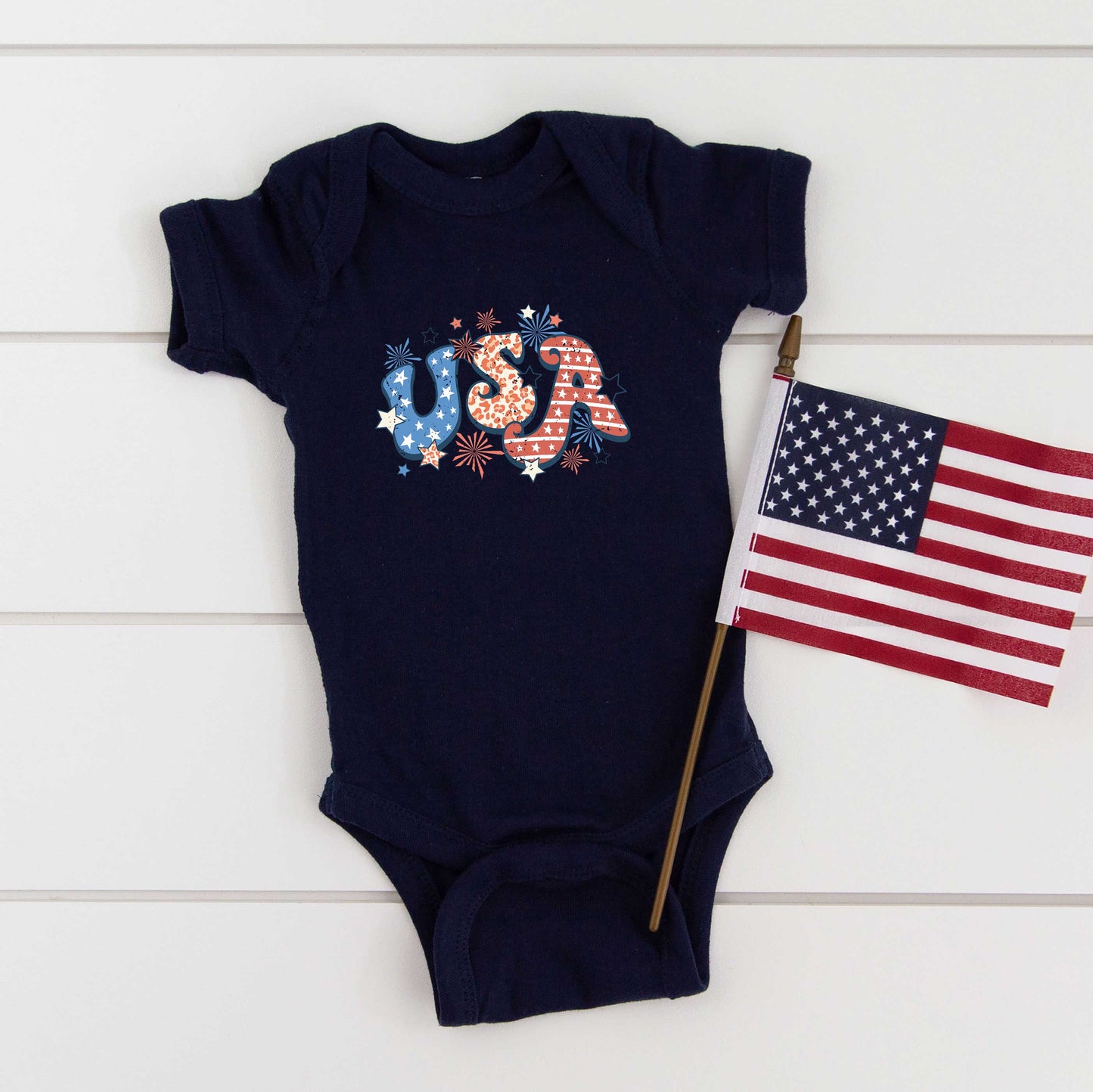 Retro USA | Baby Graphic Short Sleeve Bodysuit