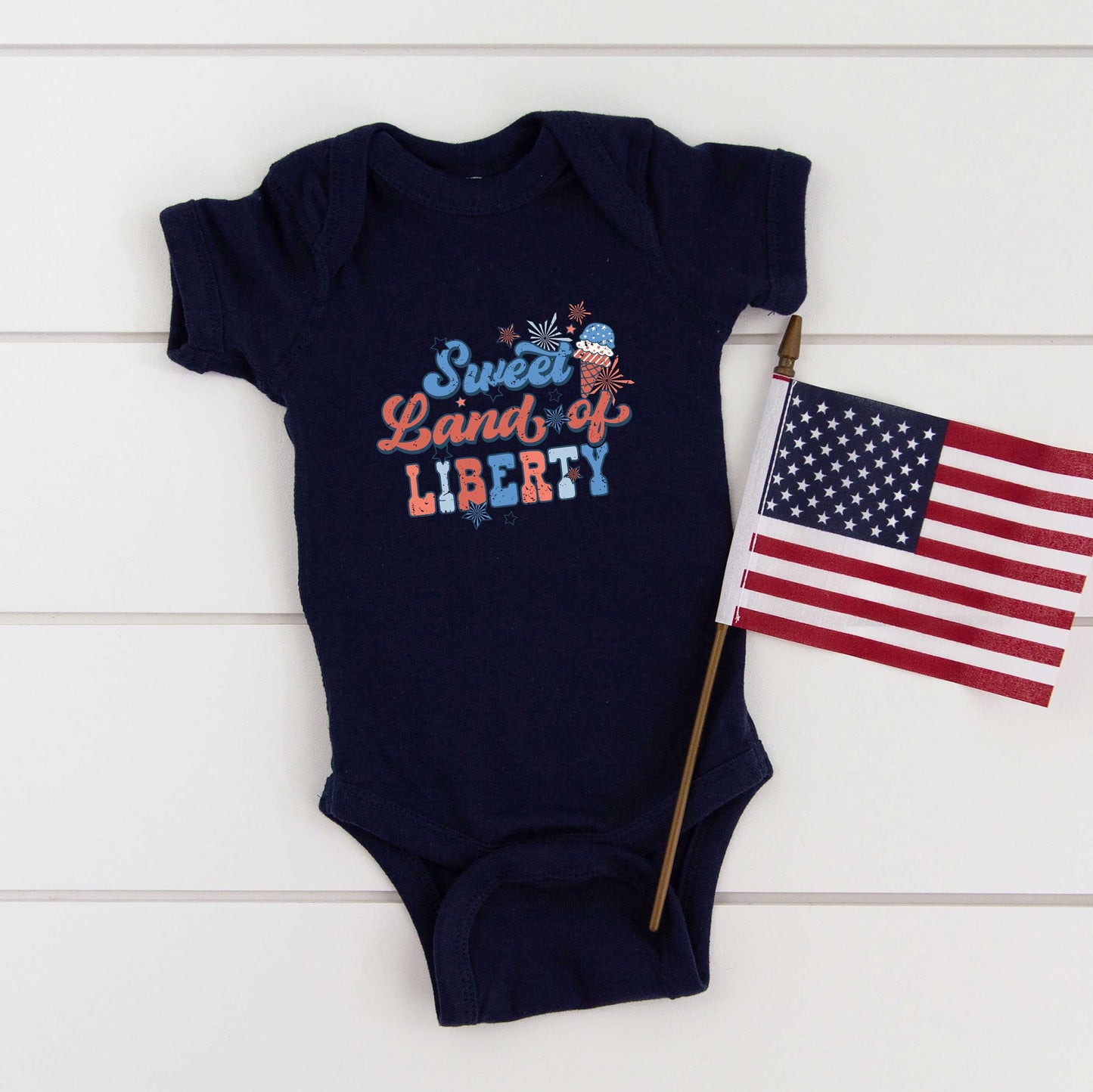 Retro Sweet Land Of Liberty | Baby Graphic Short Sleeve Bodysuit
