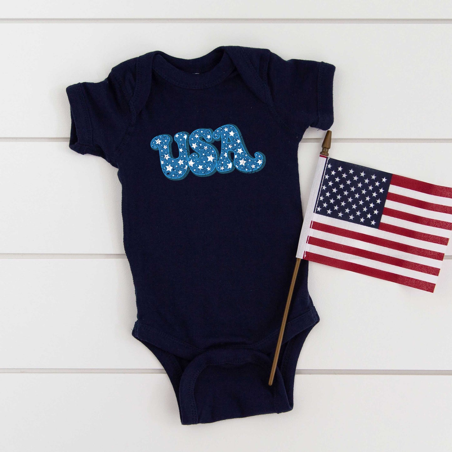 USA Bold Stars | Baby Graphic Short Sleeve Bodysuit