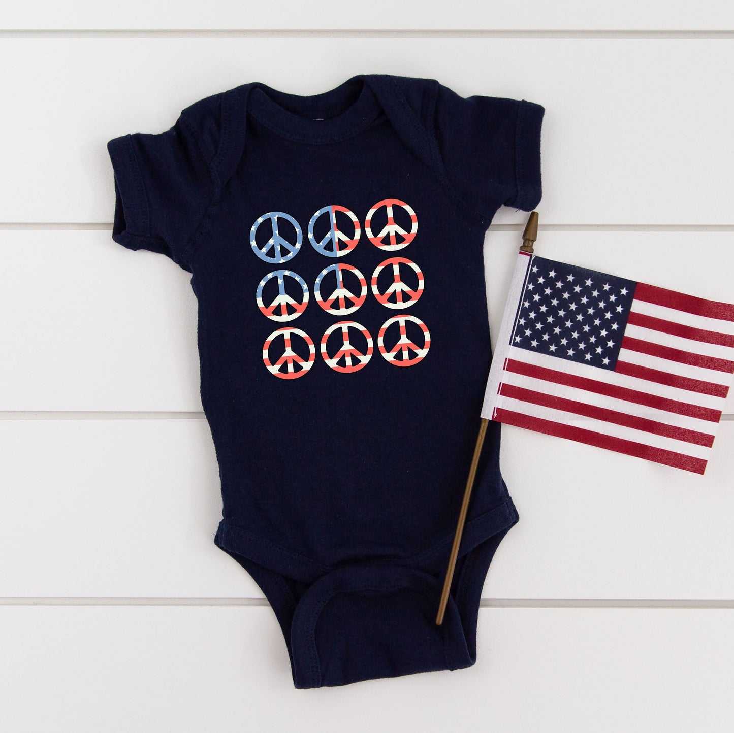 Peace Signs Flag | Baby Graphic Short Sleeve Bodysuit