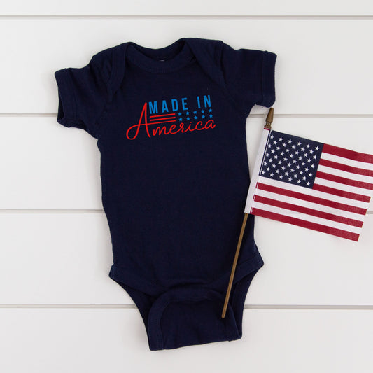 Made In America Stars and Stripes | Baby Graphic Short Sleeve Bodysuit