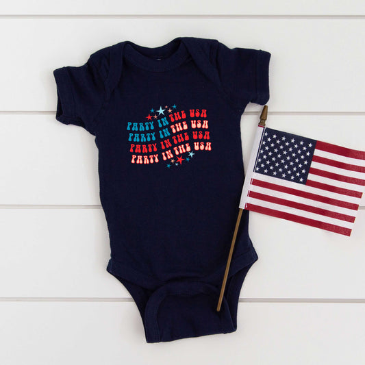 Party In The USA Wavy | Baby Graphic Short Sleeve Bodysuit