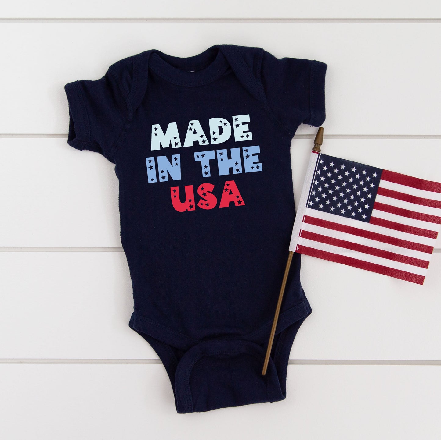 Made In The USA Pastel | Baby Graphic Short Sleeve Bodysuit