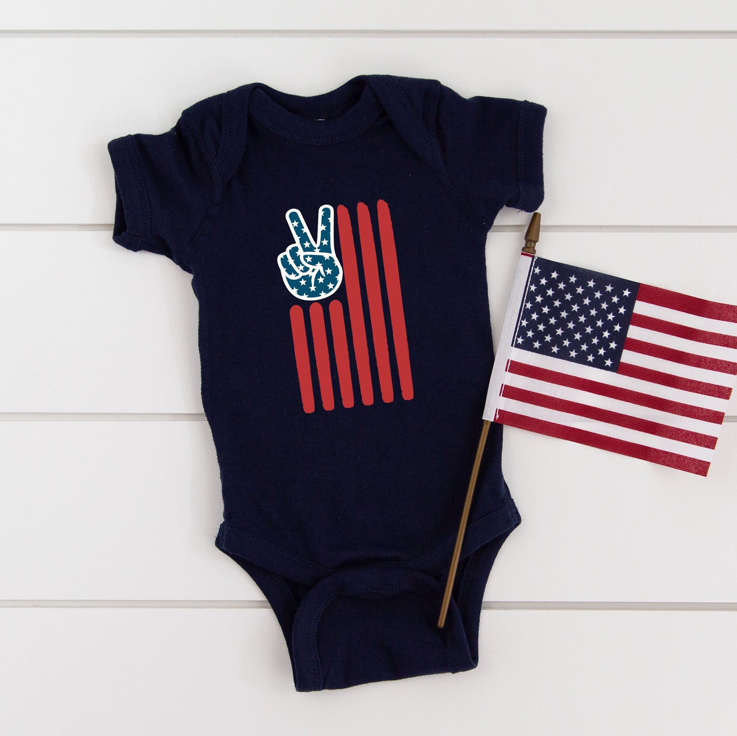 Flag Peace Sign | Baby Graphic Short Sleeve Bodysuit