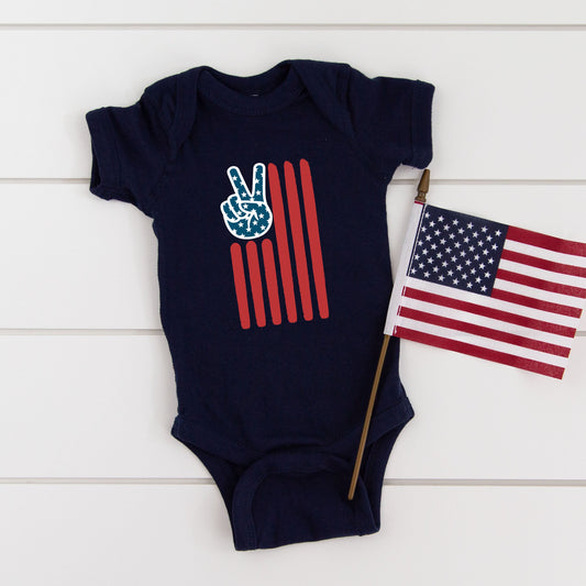 Flag Peace Sign | Baby Graphic Short Sleeve Bodysuit