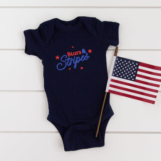 Western Stars And Stripes | Baby Graphic Short Sleeve Bodysuit