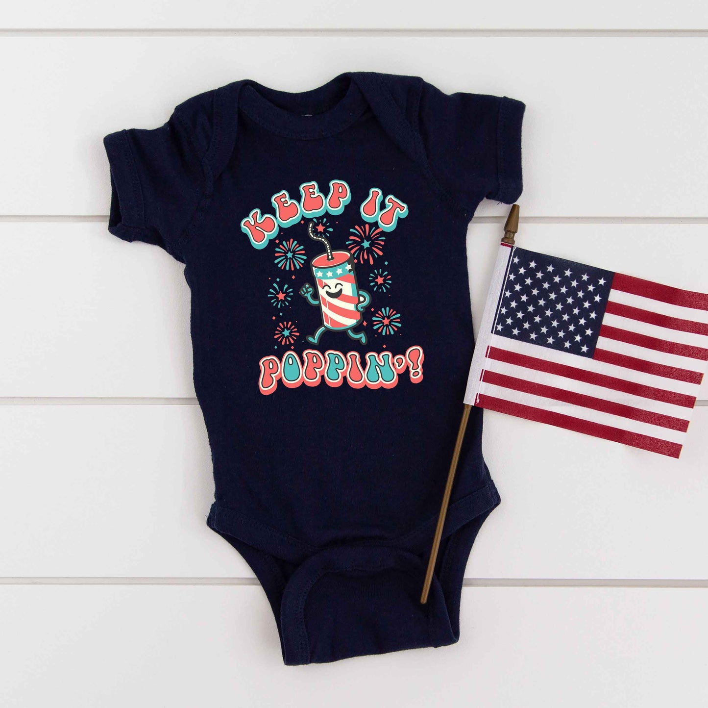 Keep It Poppin' Firework | Baby Graphic Short Sleeve Bodysuit
