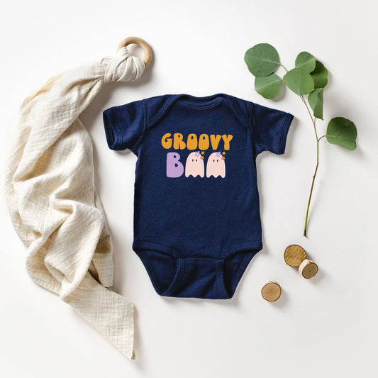 Groovy Boo Ghost | Baby Graphic Short Sleeve Bodysuit