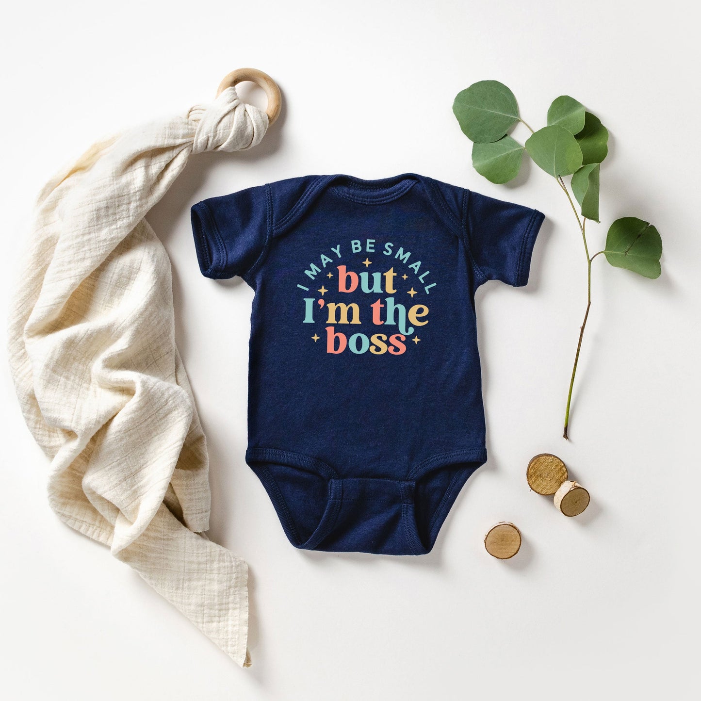 I'm The Boss Colorful | Baby Graphic Short Sleeve Bodysuit