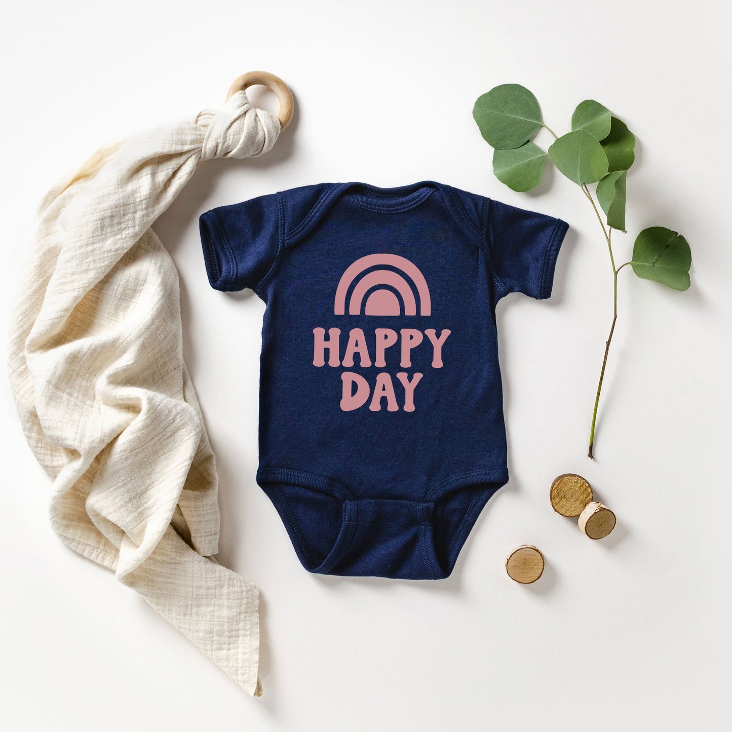 Happy Day Rainbow | Baby Graphic Short Sleeve Bodysuit