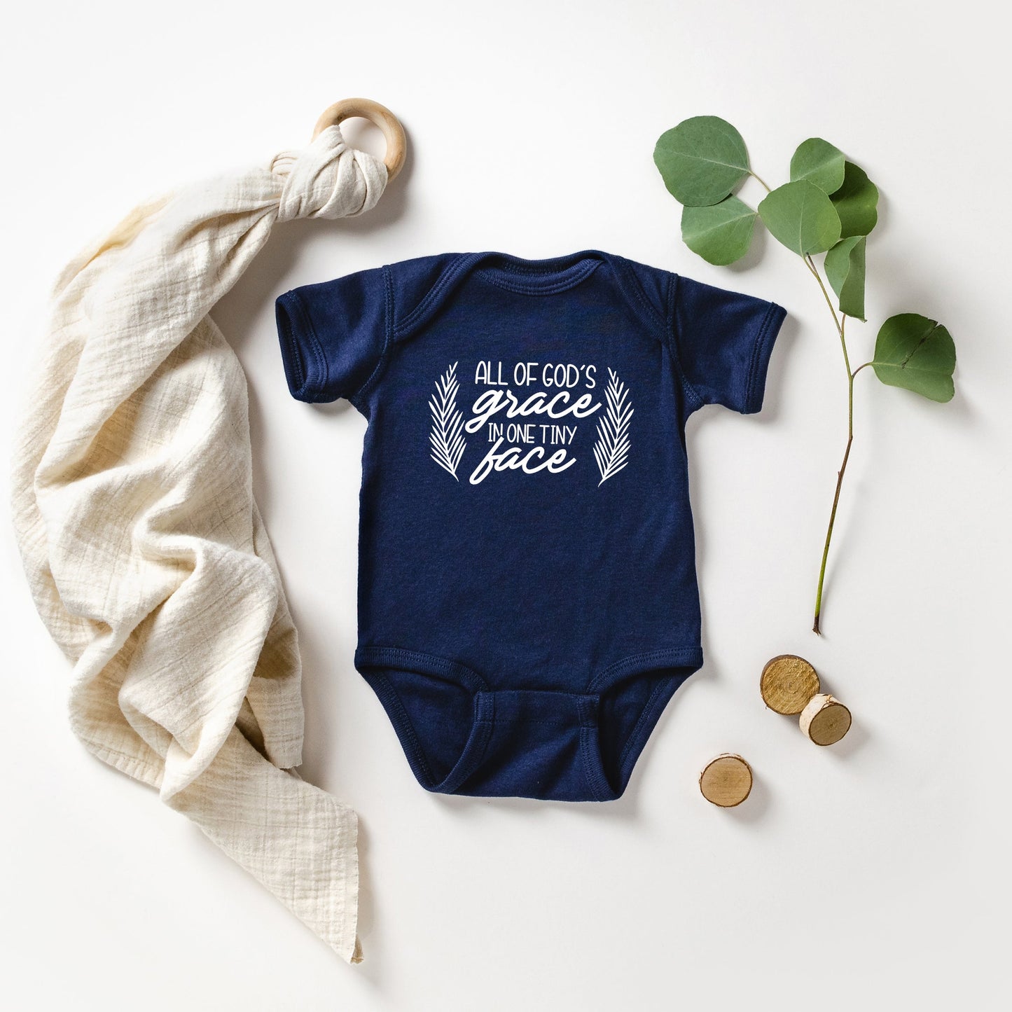 All Of God's Grace In One Tiny Face | Baby Graphic Short Sleeve Bodysuit