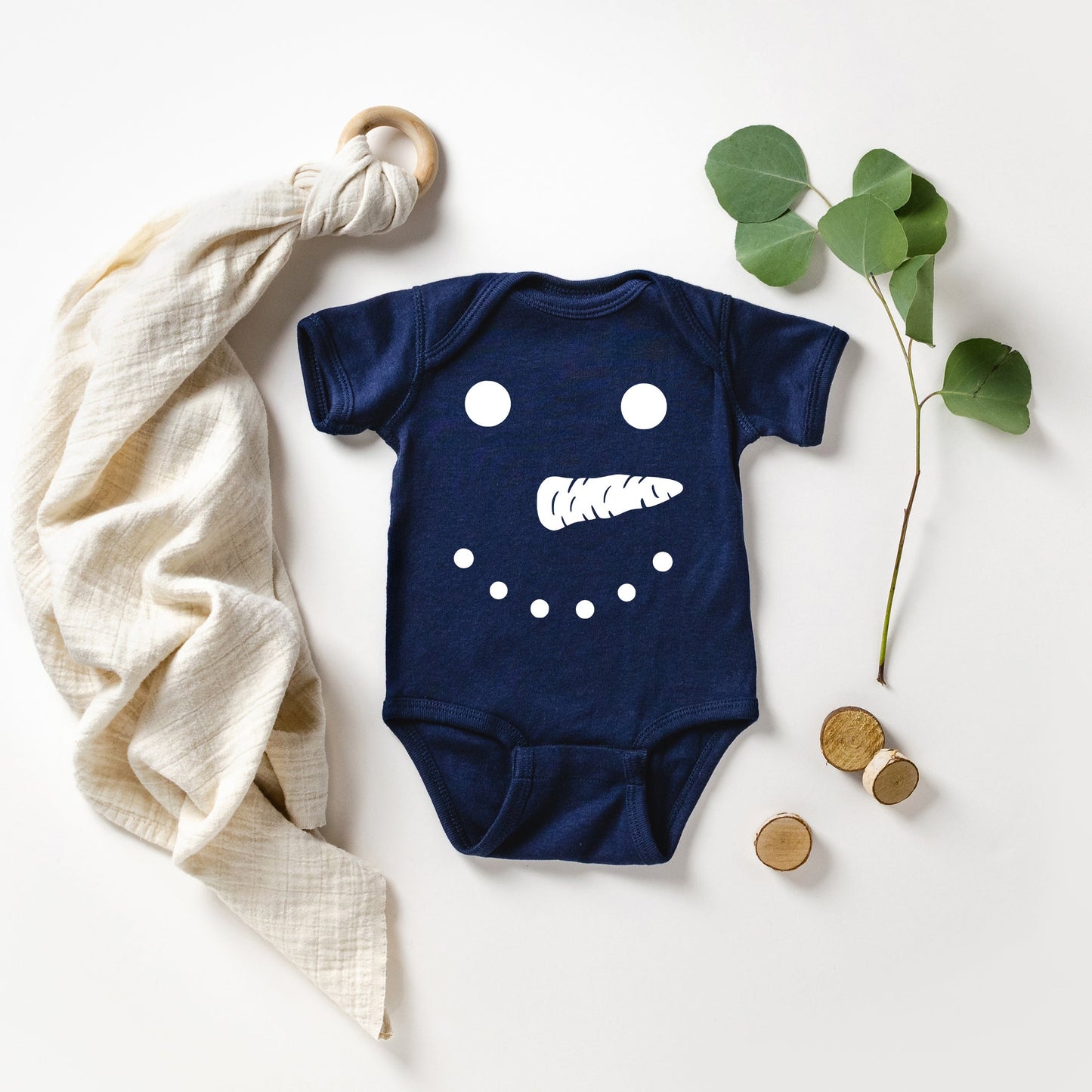 Snowman Face | Baby Graphic Short Sleeve Bodysuit
