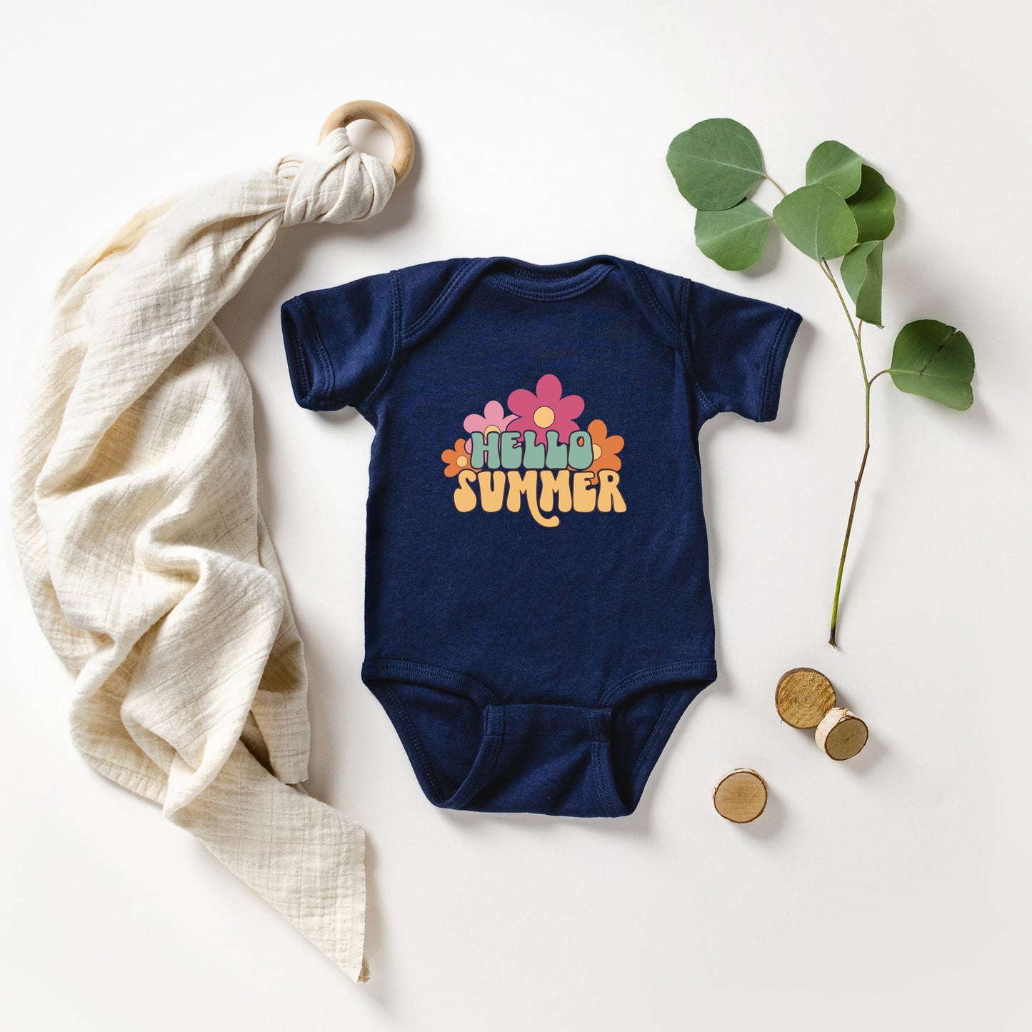 Hello Summer Flowers | Baby Graphic Short Sleeve Bodysuit