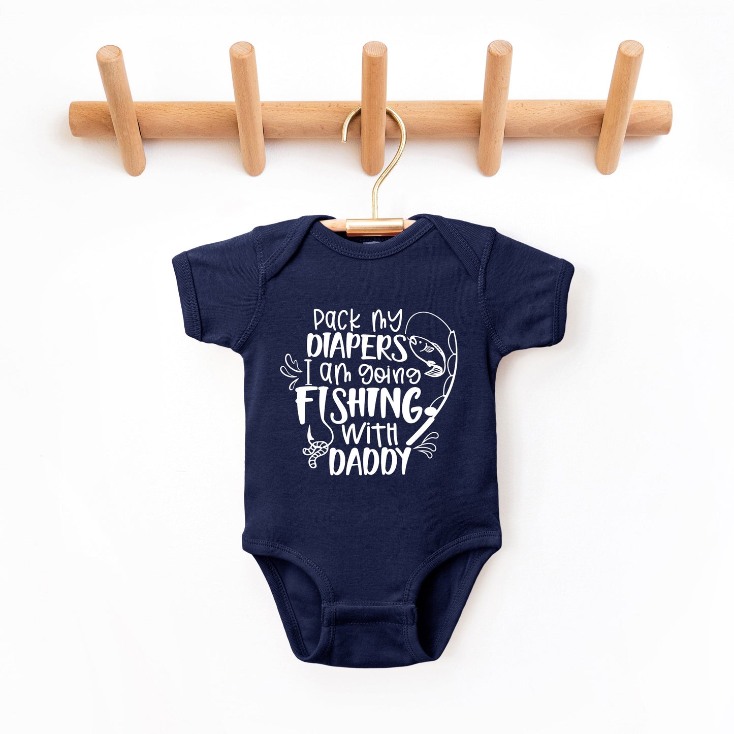 Pack My Bags I'm Going Fishing With Daddy | Baby Graphic Short Sleeve Bodysuit