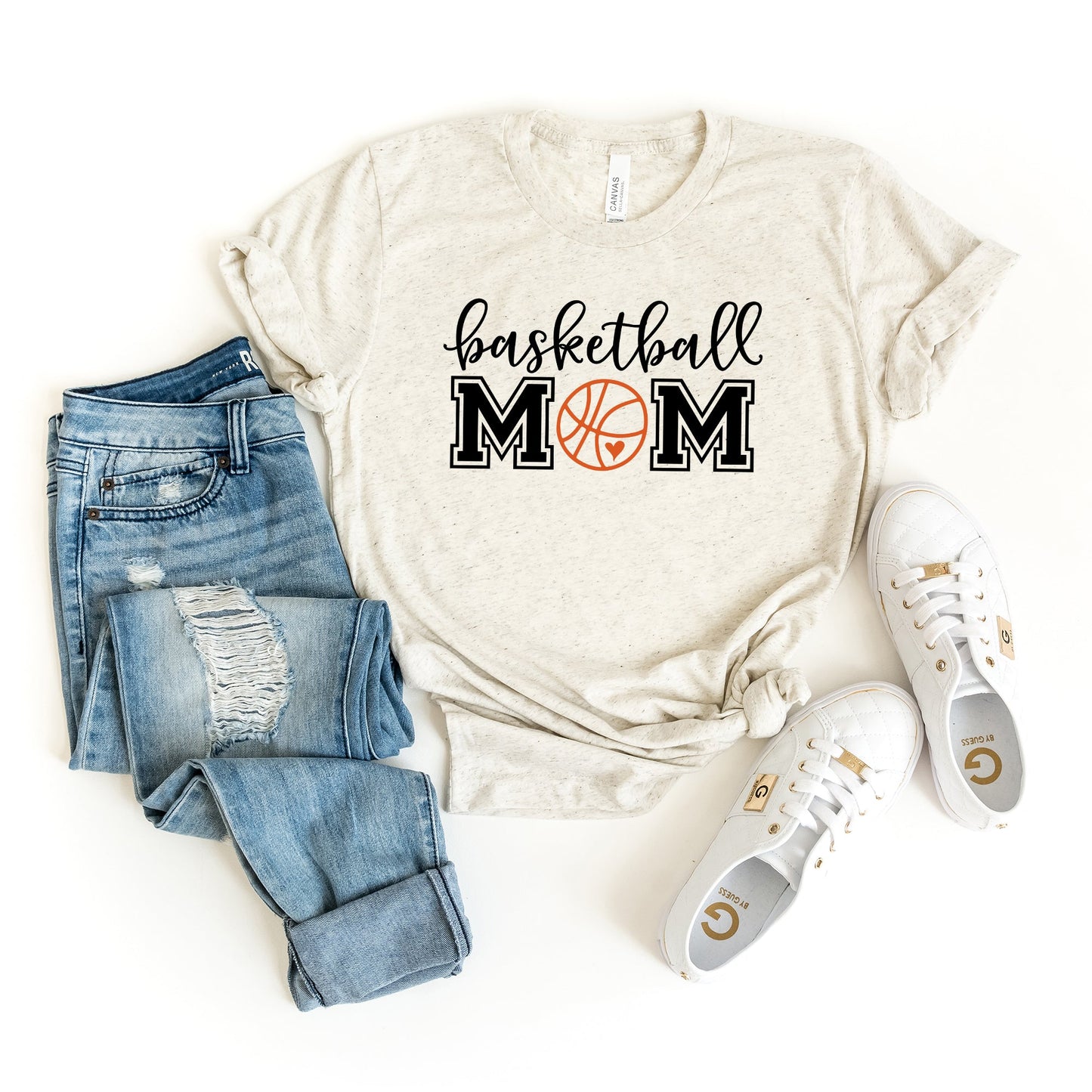 Basketball Mom With Ball | Short Sleeve Graphic Tee