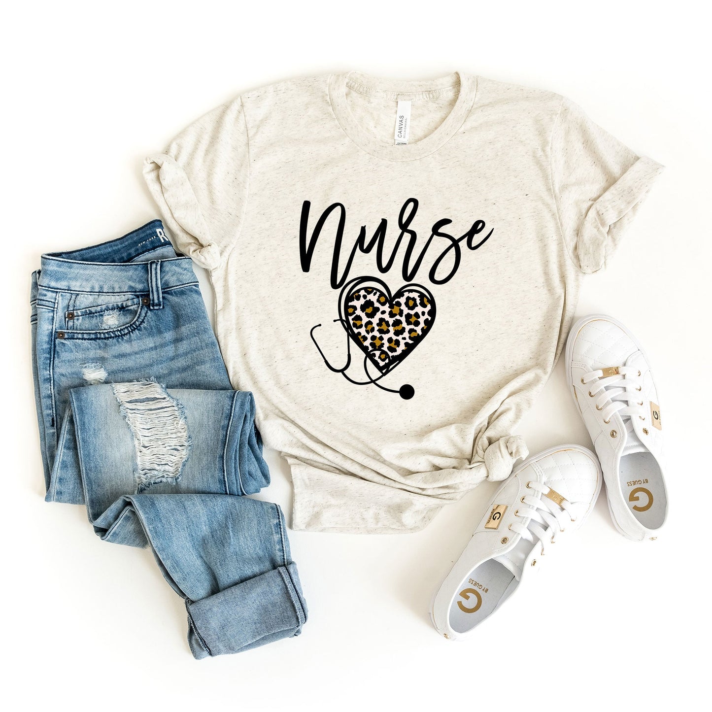 Leopard Nurse Heart | Short Sleeve Graphic Tee