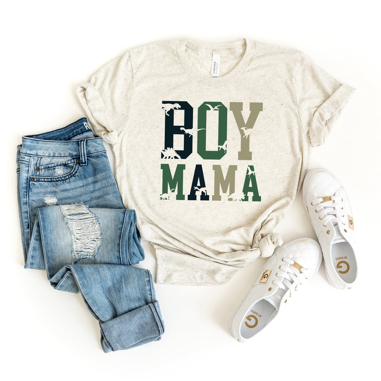 Boy Mom Dinosaur Camo | Short Sleeve Graphic Tee