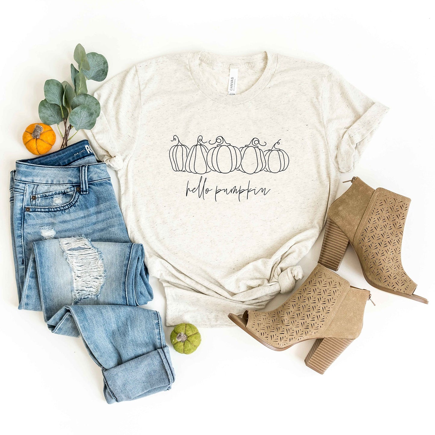 Hand Drawn Hello Pumpkin | Short Sleeve Graphic Tee