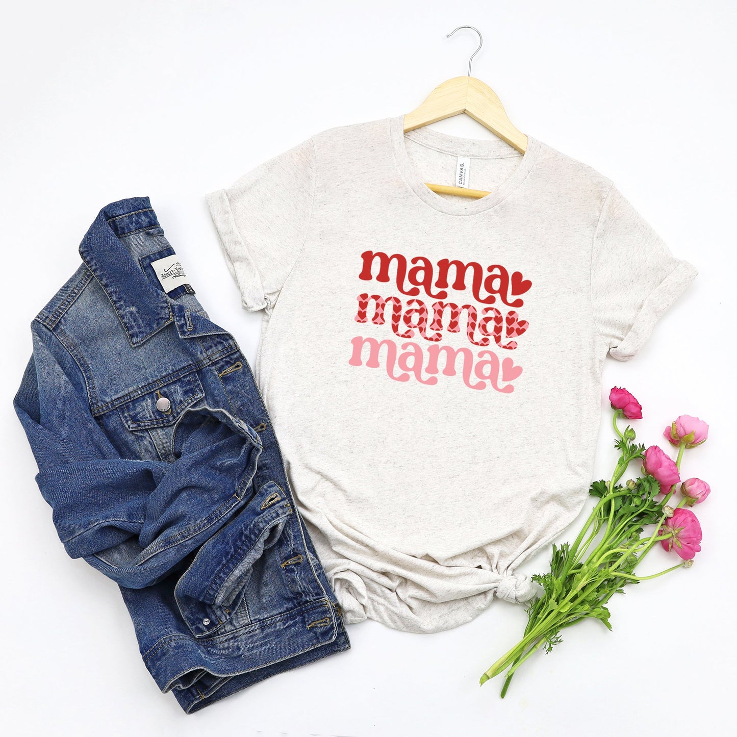 Mama Stacked Hearts | Short Sleeve Graphic Tee