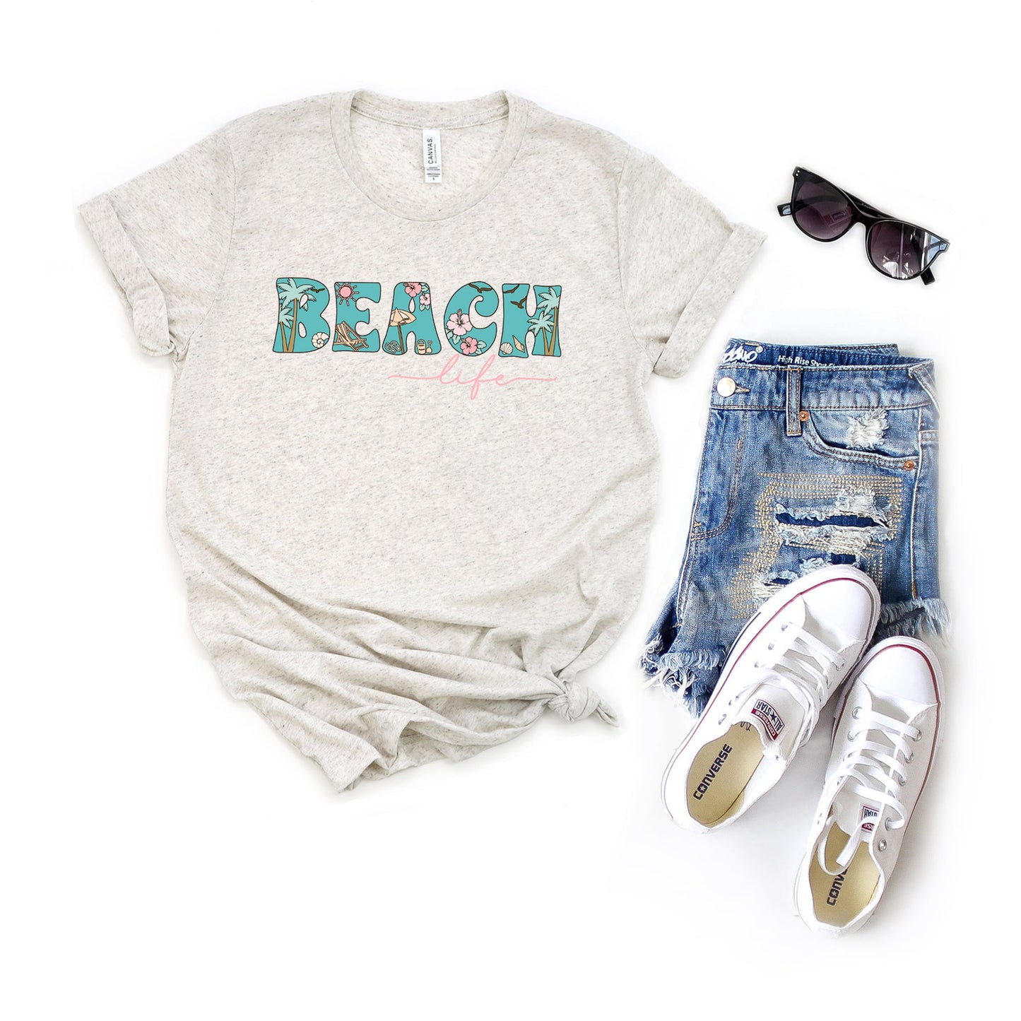 Beach Life Colorful | Short Sleeve Crew Neck