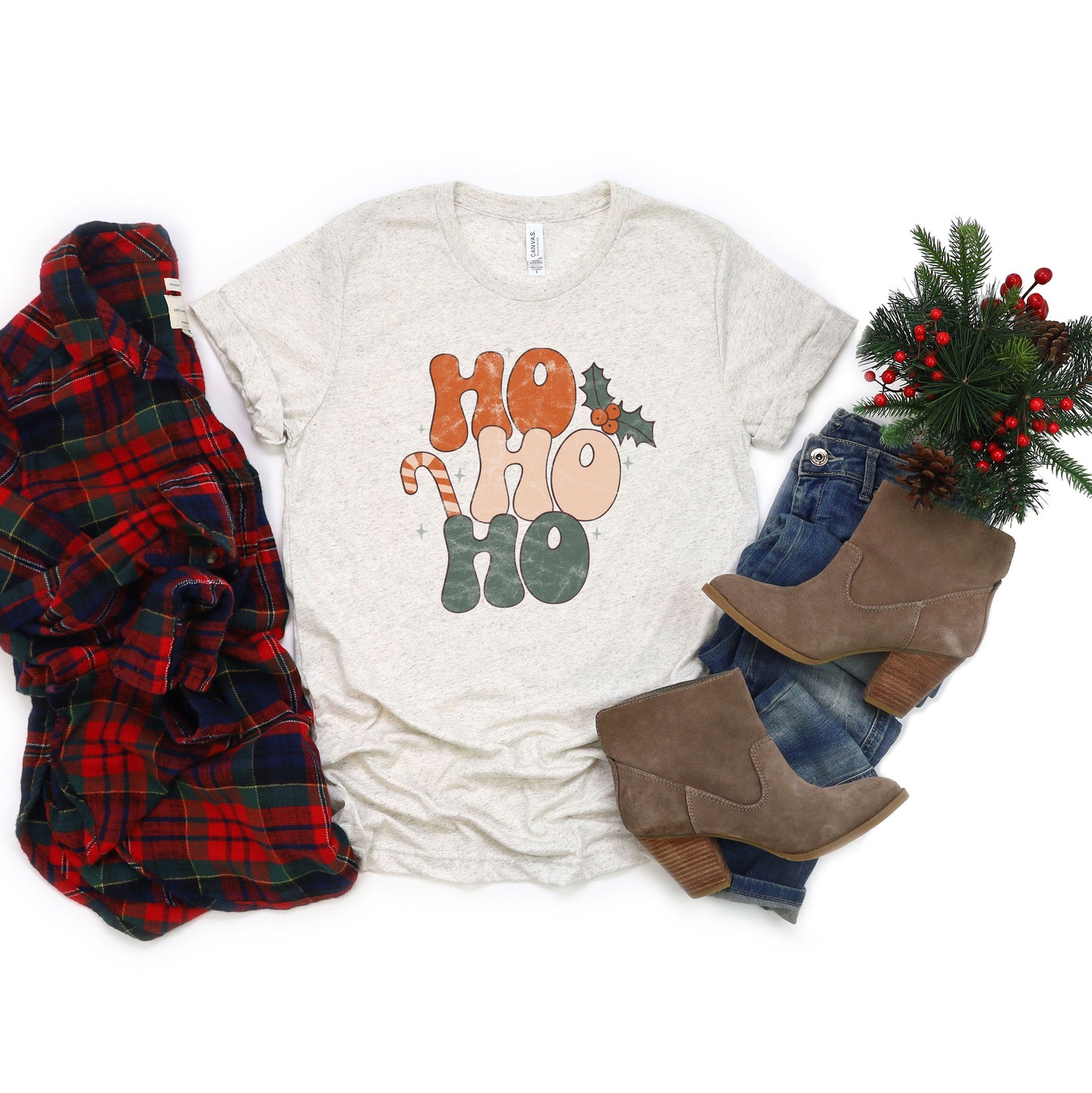 Retro Ho Ho Ho | Short Sleeve Crew Neck