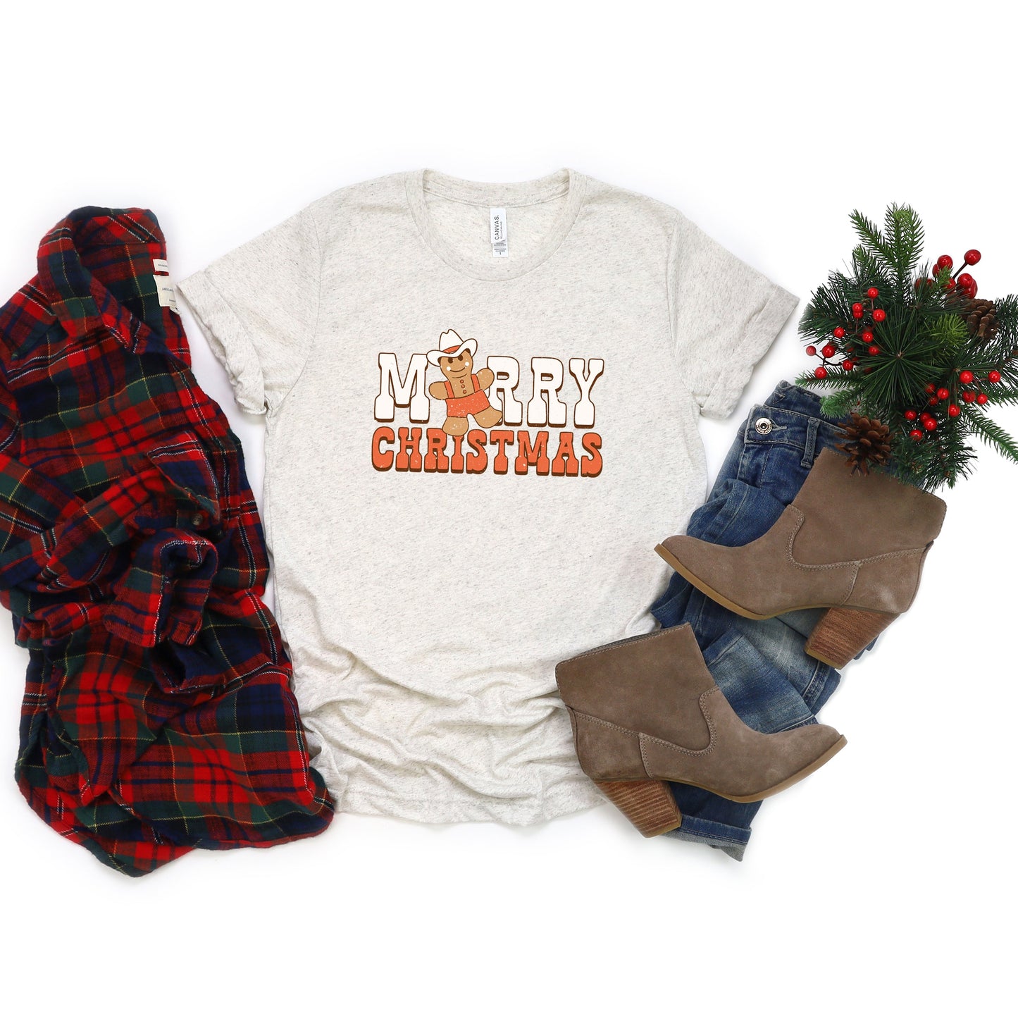 Merry Christmas Gingerbread | Short Sleeve Crew Neck