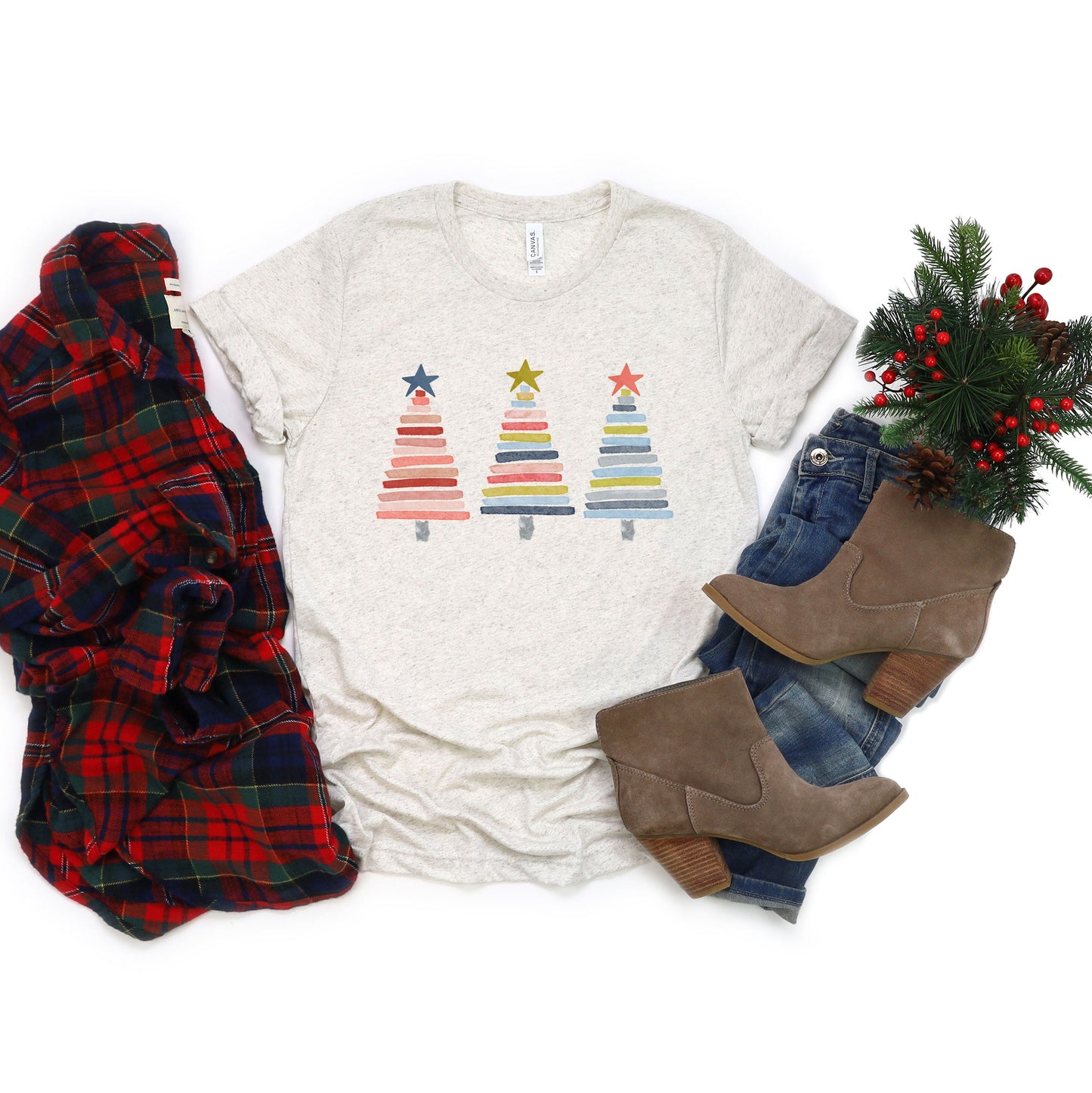 Colorful Christmas Trees | Short Sleeve Graphic Tee