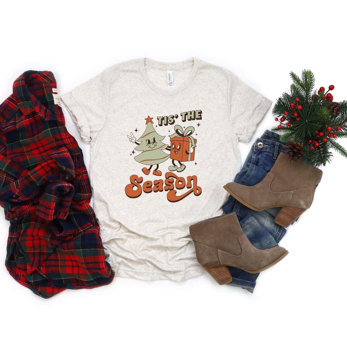 Retro Tis The Season Tree | Short Sleeve Crew Neck