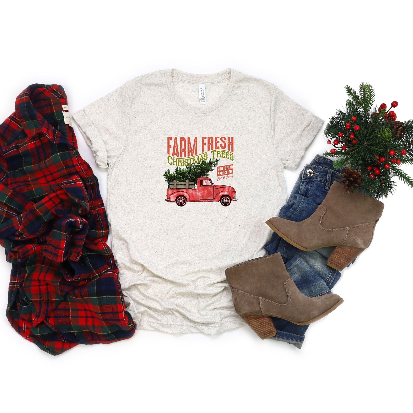 Farm Fresh Christmas Trees Truck | Short Sleeve Graphic Tee