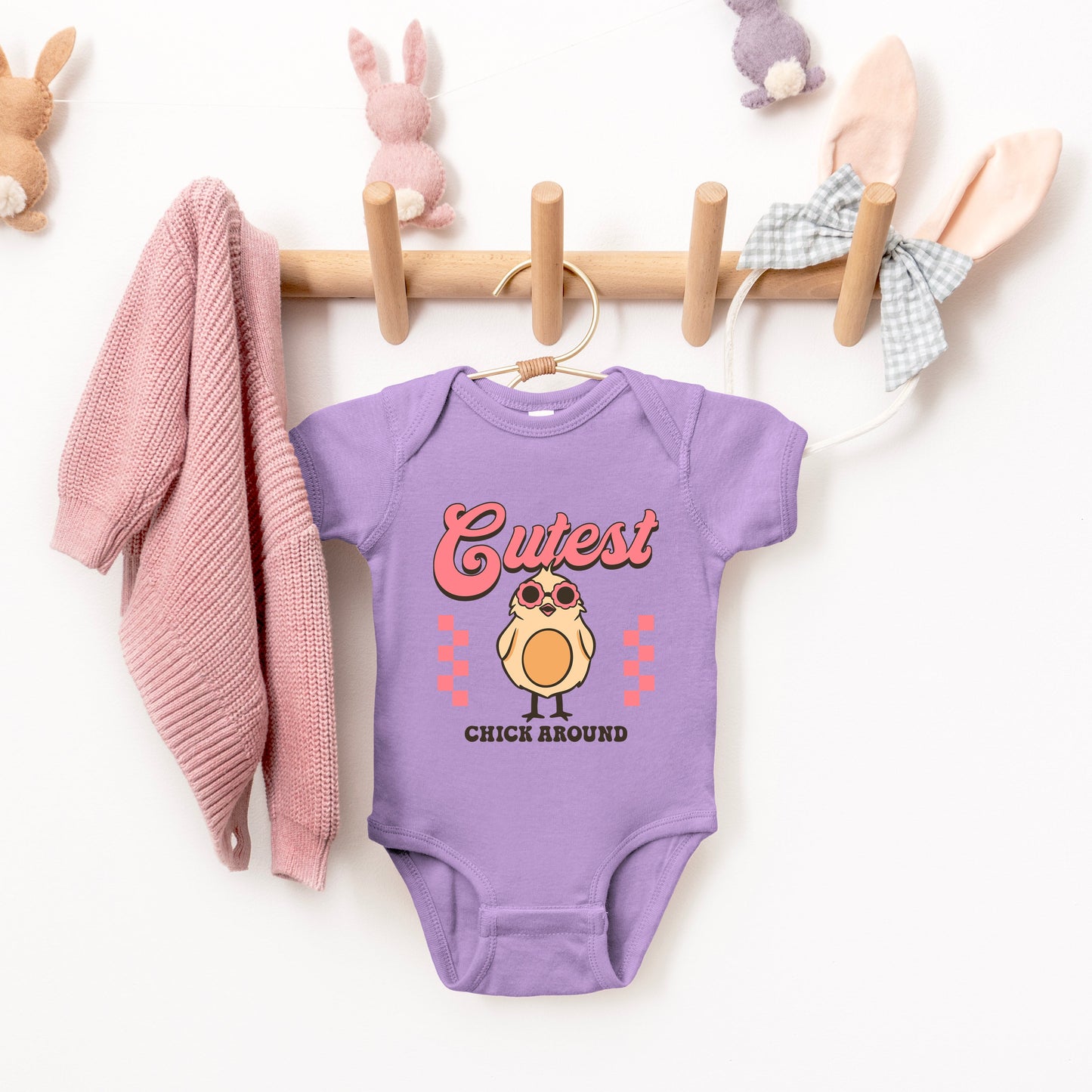 Cutest Chick Around | Baby Graphic Short Sleeve Bodysuit
