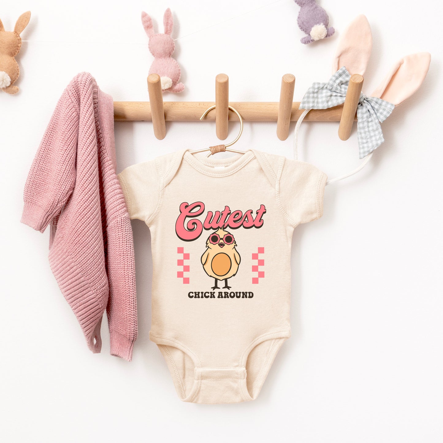 Cutest Chick Around | Baby Graphic Short Sleeve Bodysuit