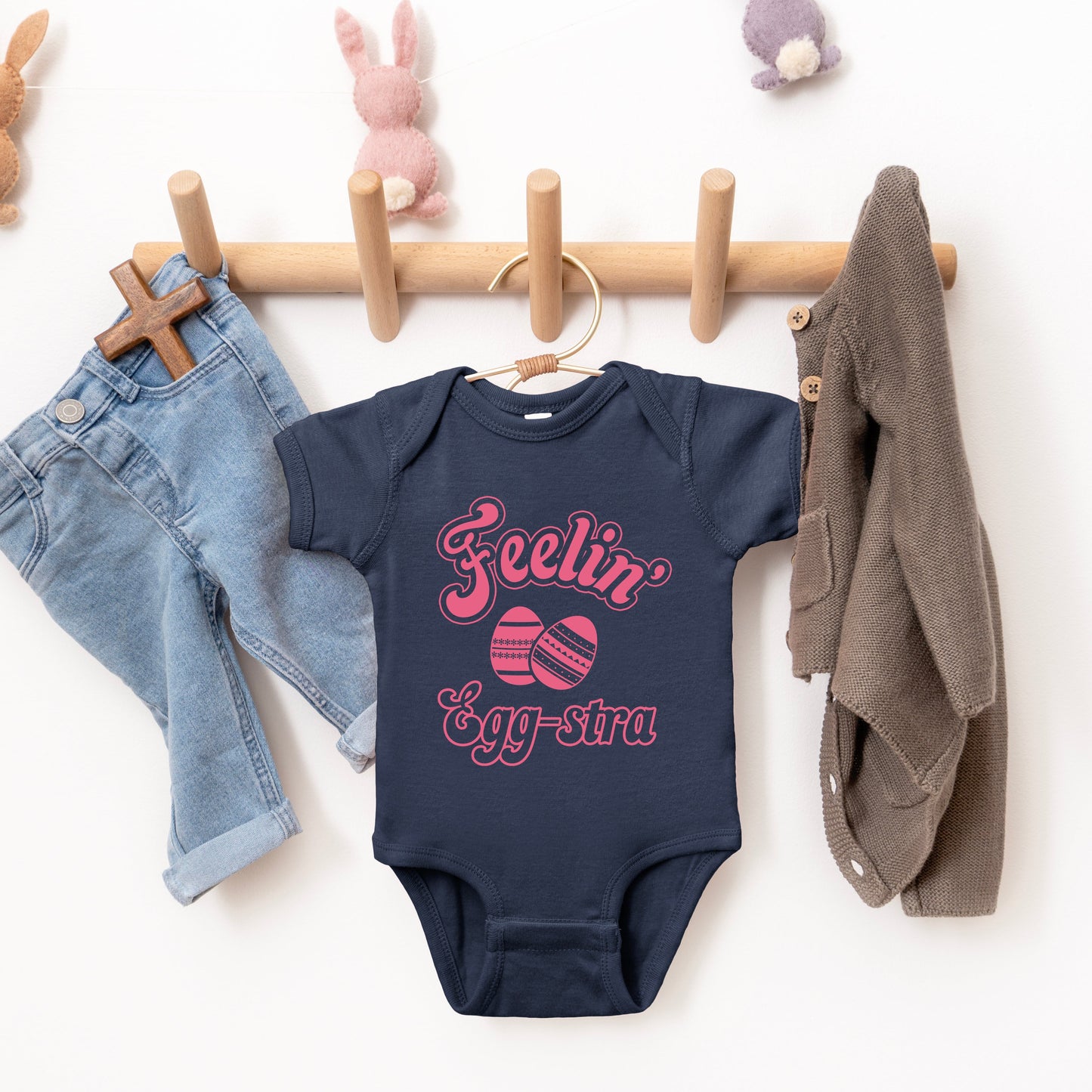Feelin' Eggstra | Baby Graphic Short Sleeve Bodysuit