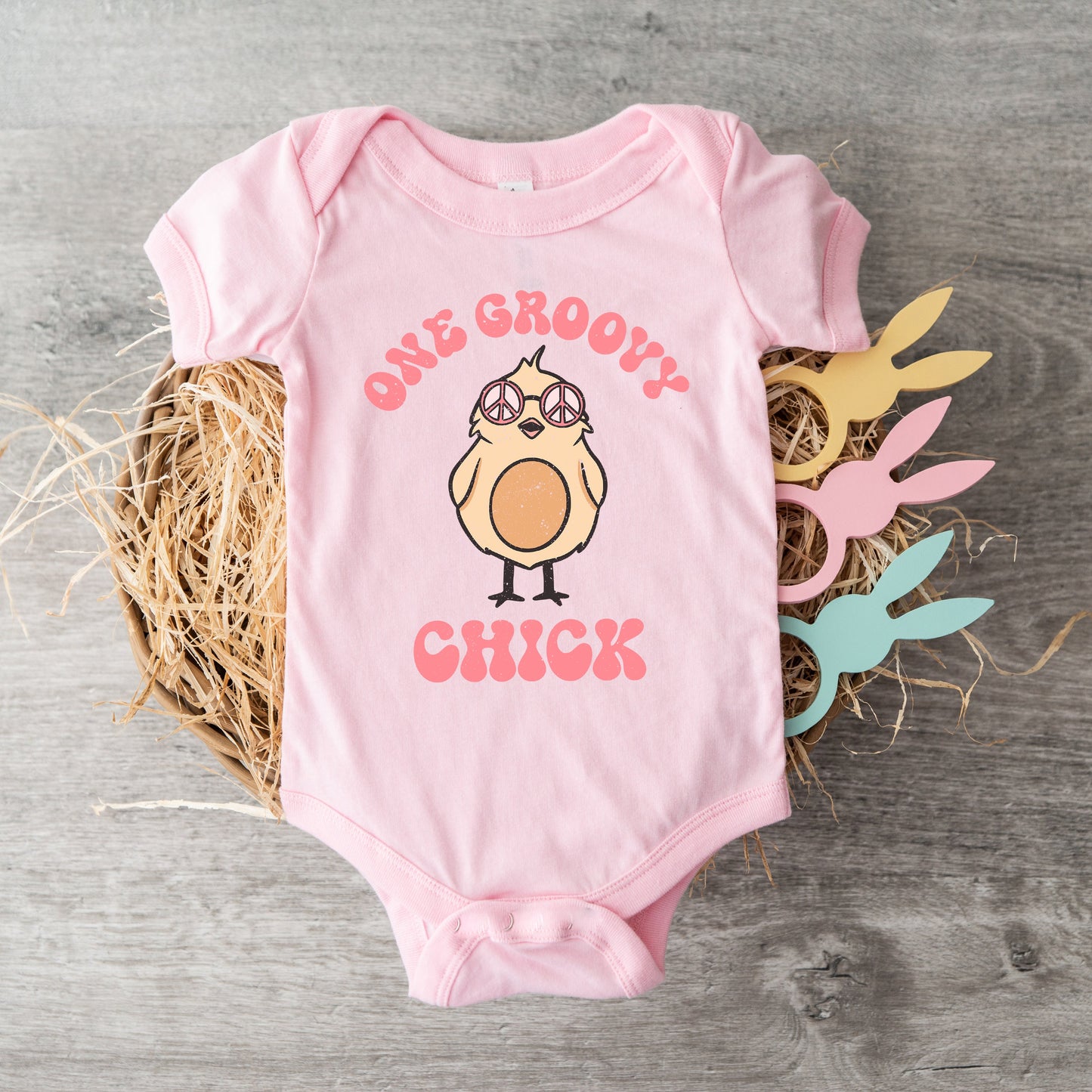 One Groovy Chick | Baby Graphic Short Sleeve Bodysuit