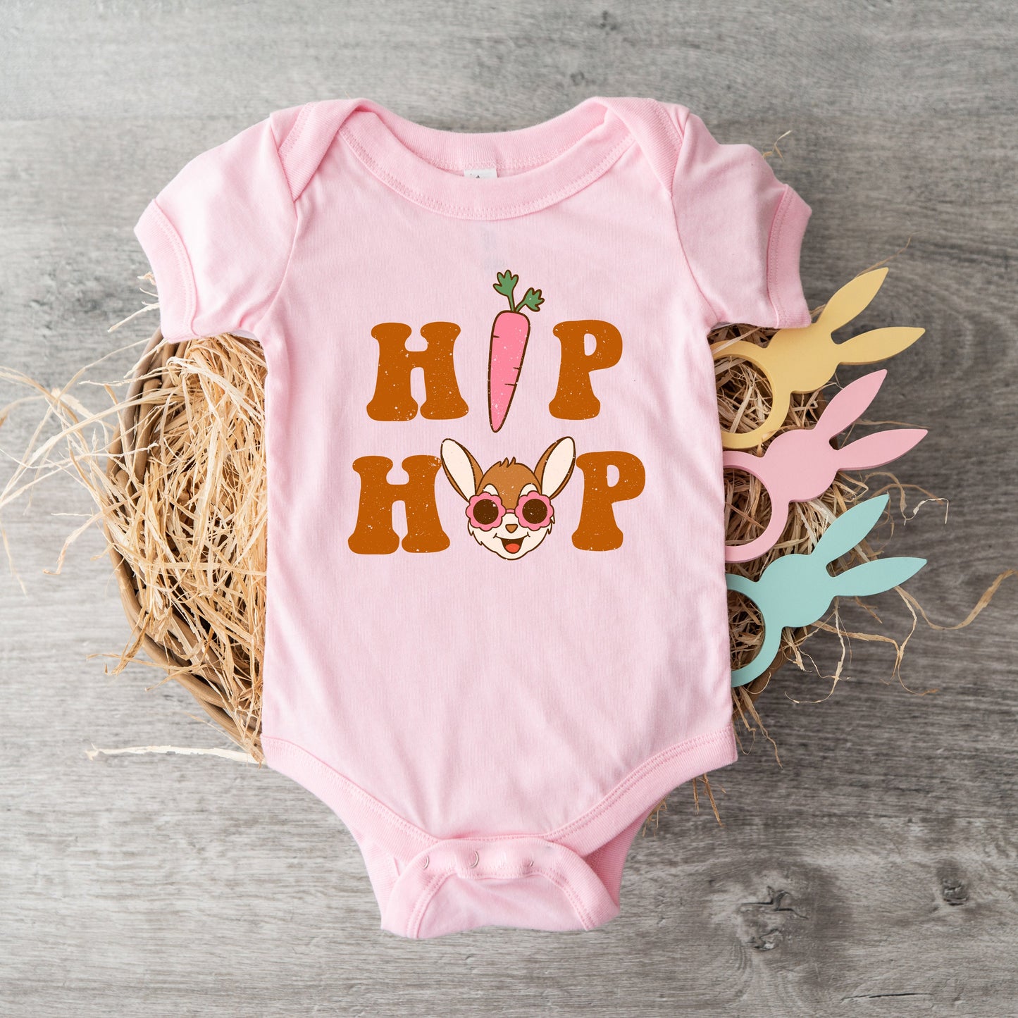 Hip Hop Bunny With Glasses | Baby Graphic Short Sleeve Bodysuit