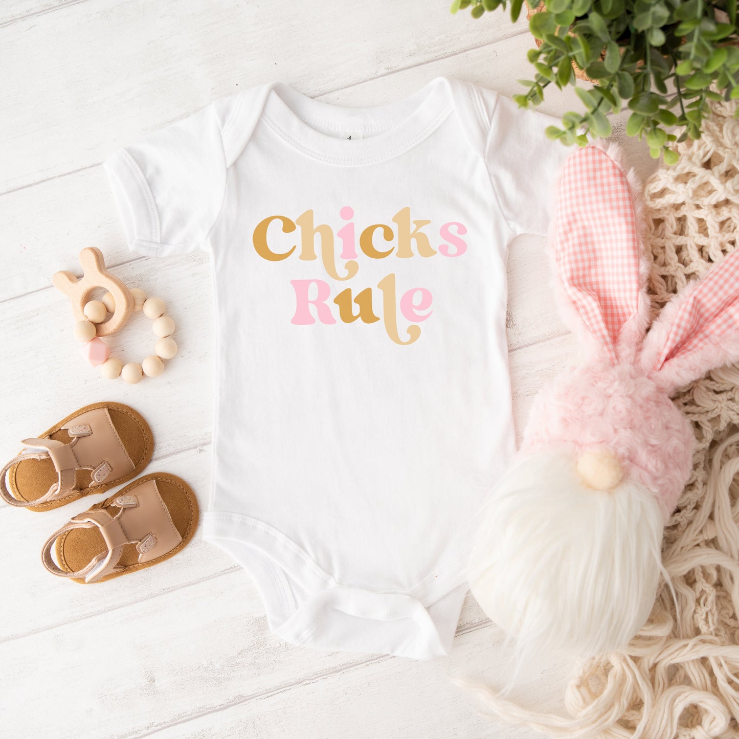 Chicks Rule Colorful | Baby Graphic Short Sleeve Bodysuit