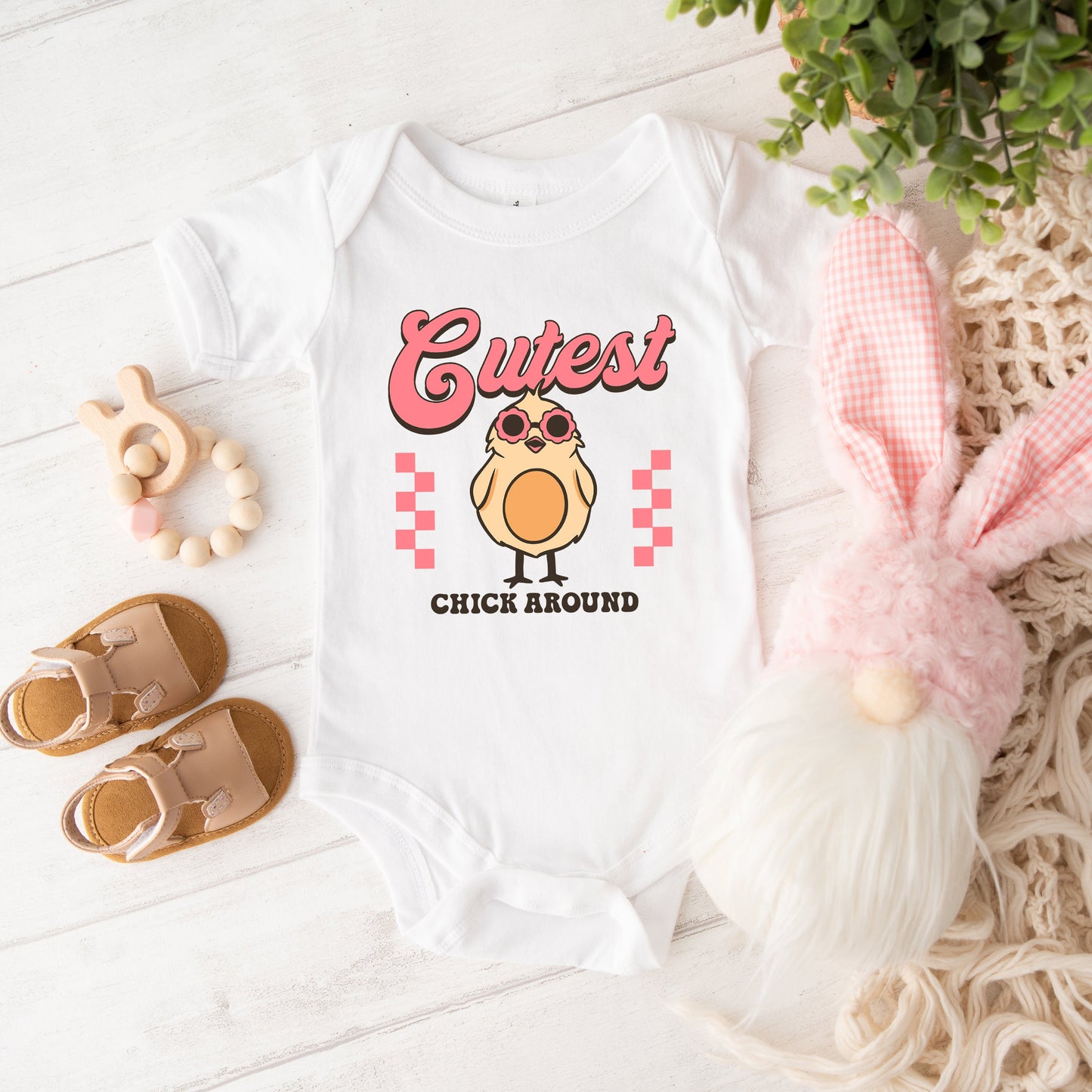 Cutest Chick Around | Baby Graphic Short Sleeve Bodysuit