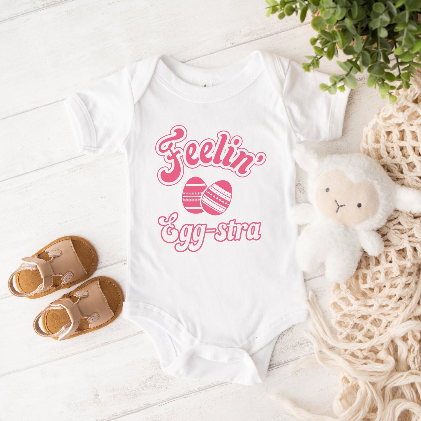 Feelin' Eggstra | Baby Graphic Short Sleeve Bodysuit