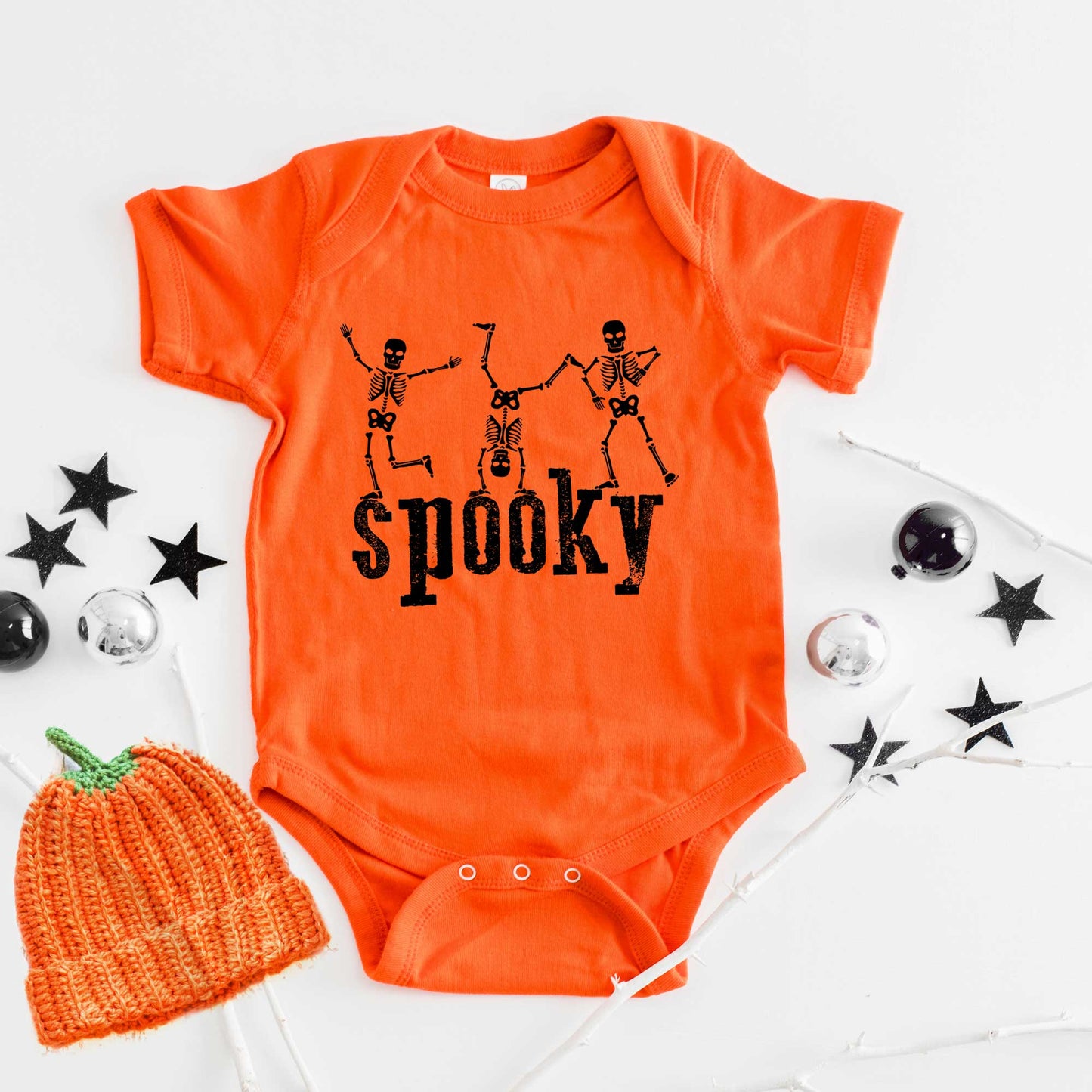 Spooky Dancing Skeletons | Baby Graphic Short Sleeve Bodysuit