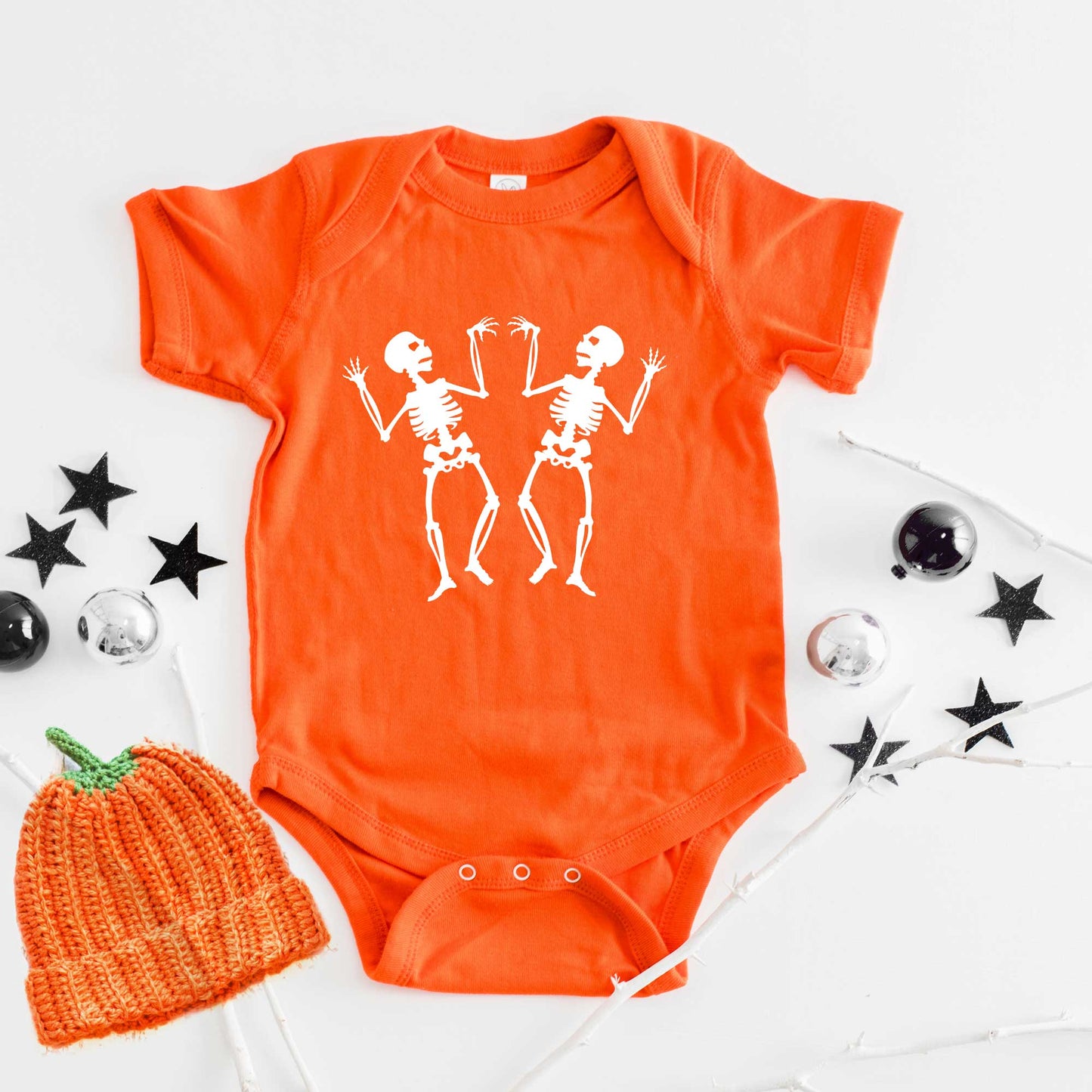 Two Dancing Skeletons | Baby Graphic Short Sleeve Bodysuit