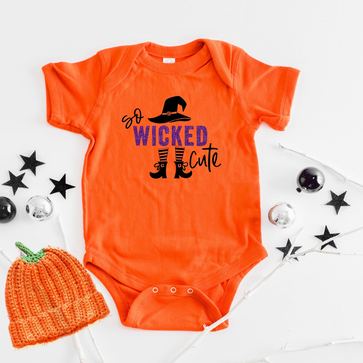 So Wicked Cute Glitter | Baby Graphic Short Sleeve Bodysuit