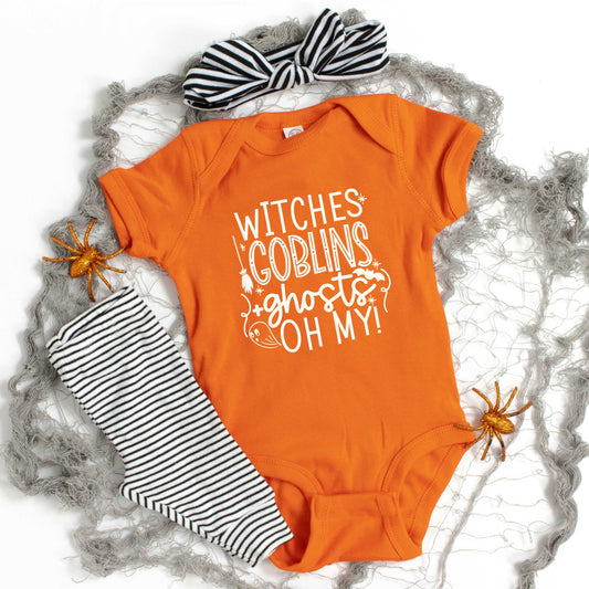 Witches Goblins Ghosts | Baby Graphic Short Sleeve Bodysuit