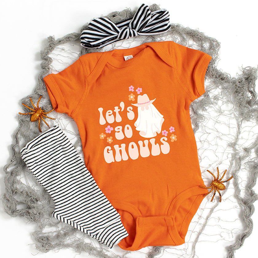 Let's Go Ghouls Ghost | Baby Graphic Short Sleeve Bodysuit