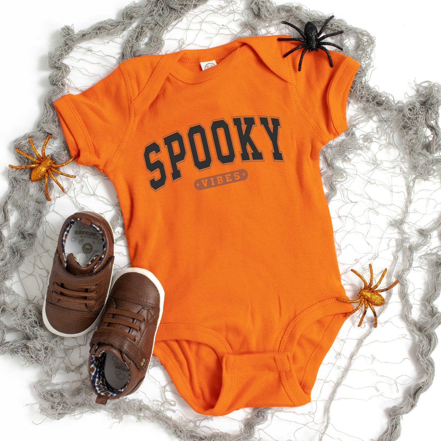 Varsity Spooky Vibes | Baby Graphic Short Sleeve Bodysuit