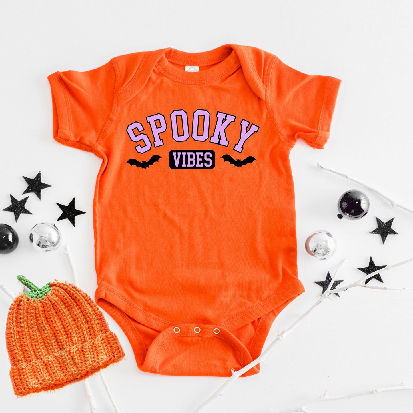 Spooky Vibes Bats | Baby Graphic Short Sleeve Bodysuit