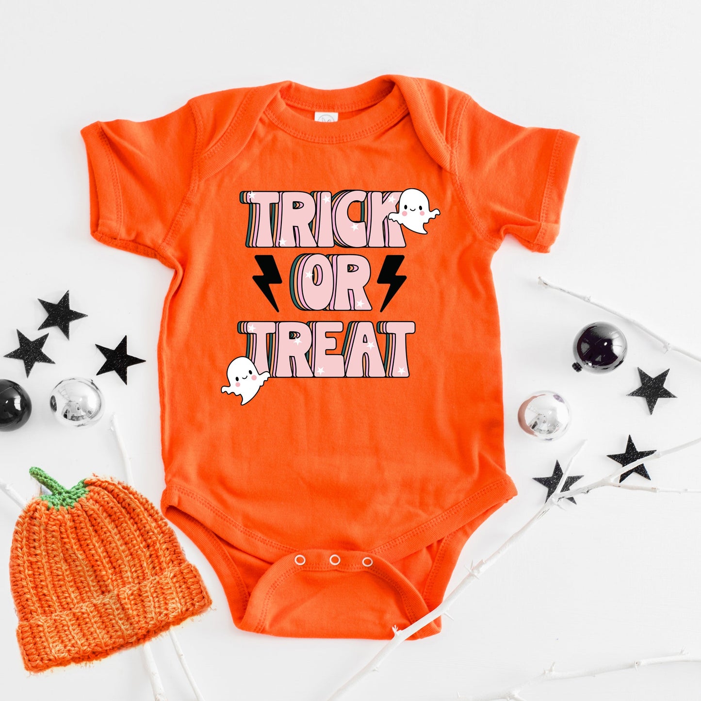 Trick Or Treat Lightning Bolt | Baby Graphic Short Sleeve Bodysuit